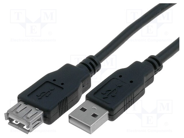 Cable; USB 2.0; USB A socket,USB A plug; nickel plated; 1.5m