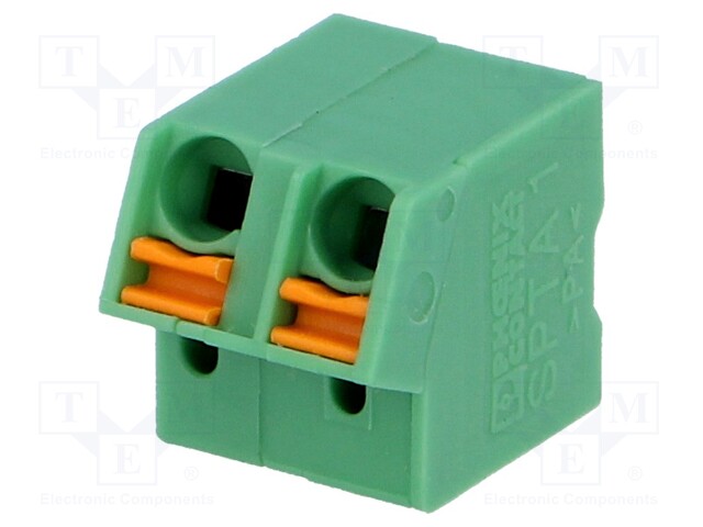 PCB terminal block; angled; 5mm; ways: 2; on PCBs; 0.2÷1mm2; tinned