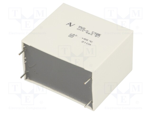 Capacitor: polypropylene; DC-Link; 100uF; ESR: 2.6mΩ; C4AE; THT; ±5%