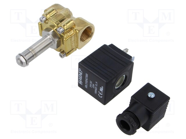 Electromagnetic valve; G 1/2"; brass; FKM; Valve: 2/2 NC; 24VDC