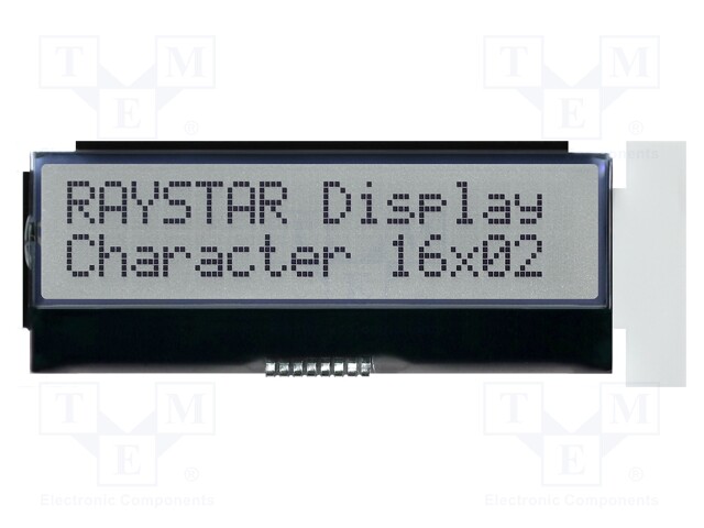 Display: LCD; alphanumeric; COG,FSTN Positive; 16x2; LED; PIN: 8