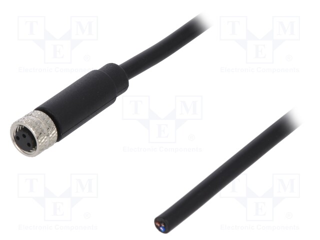 Connector: M8; female; PIN: 3; straight; plug; 3A; 60V; IP65/IP67; 1m