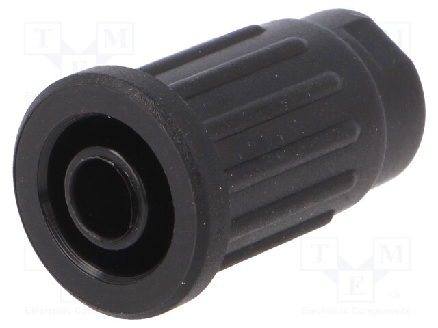 Socket; 4mm banana; 24A; 1kV; black; push-in,on panel; 25.1mm; 5mΩ