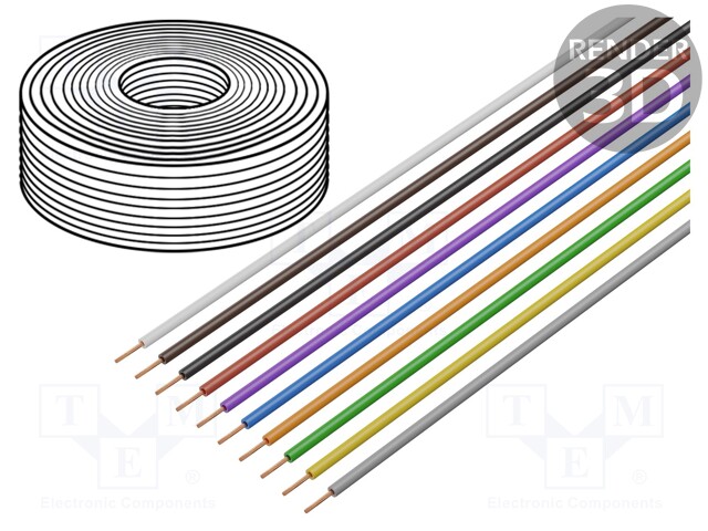 Wire; stranded; Cu; 0.14mm2; PVC; 60V; 1x0.14mm2; 10m; 10pcs.