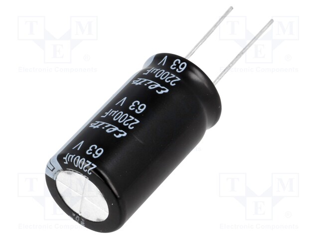 Capacitor: electrolytic; THT; 2200uF; 63VDC; Ø18x32mm; Pitch: 7.5mm