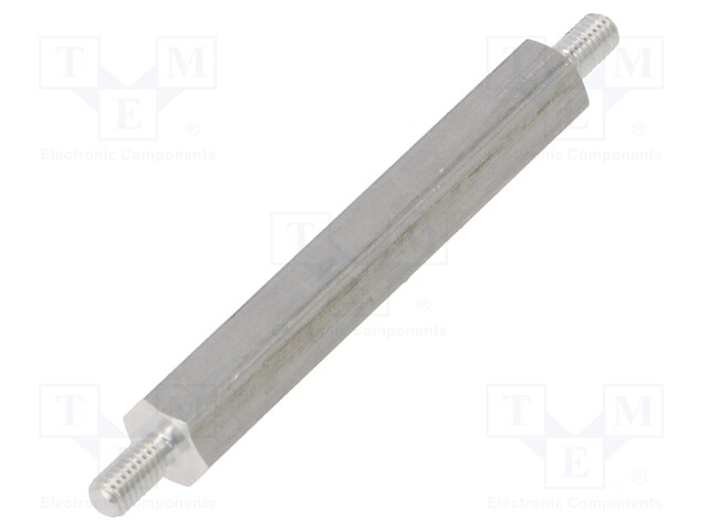 Screwed spacer sleeve; 40mm; Ext.thread: M3; hexagonal; aluminium