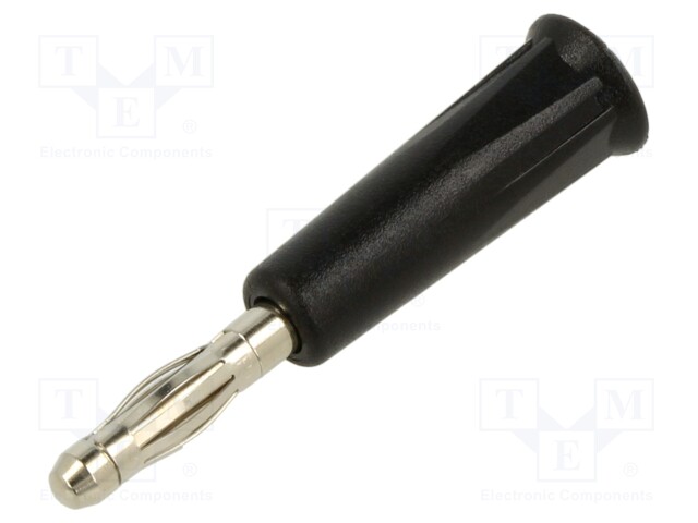 Plug; 4mm banana; 36A; black; nickel plated; on cable; -20÷80°C