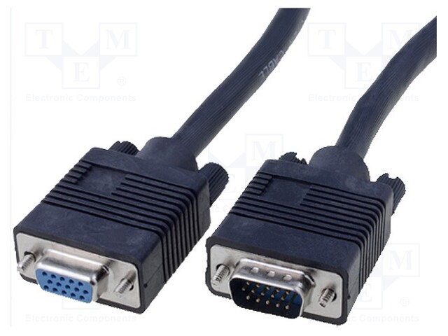 Cable; D-Sub 15pin HD plug,D-Sub 15pin HD socket; black; 1.8m