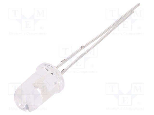 LED; 5mm; red; 1000÷1600mcd; 30°; Front: convex; Pitch: 2.54mm