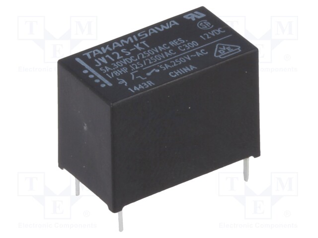 Relay: electromagnetic; SPST-NO; Ucoil: 12VDC; 5A/250VAC; 5A/30VDC