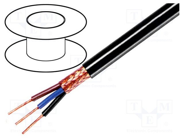 Wire; 3x1mm2; braid made of copper wires; PVC FirestoP®; black