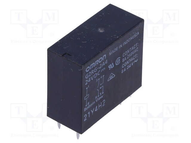 Relay: electromagnetic; DPST-NO; Ucoil: 24VDC; 8A/250VAC; 8A/24VDC