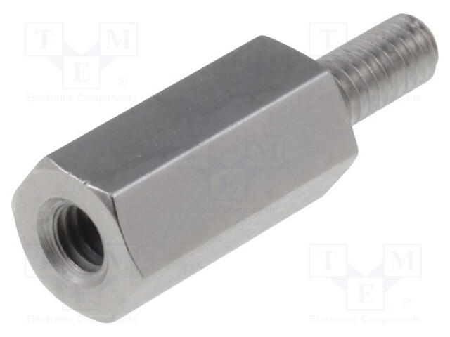 Screwed spacer sleeve; Int.thread: M2,5; 10mm; Ext.thread: M2,5