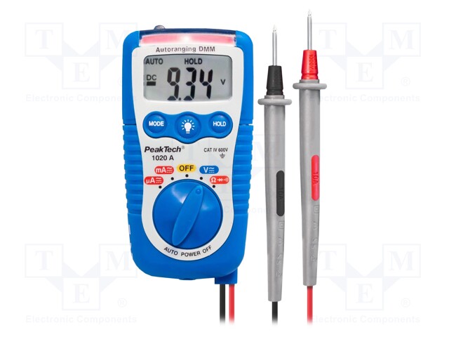 Digital multimeter; LCD 3,5 digit (2000); VAC: 2/20/200/600V