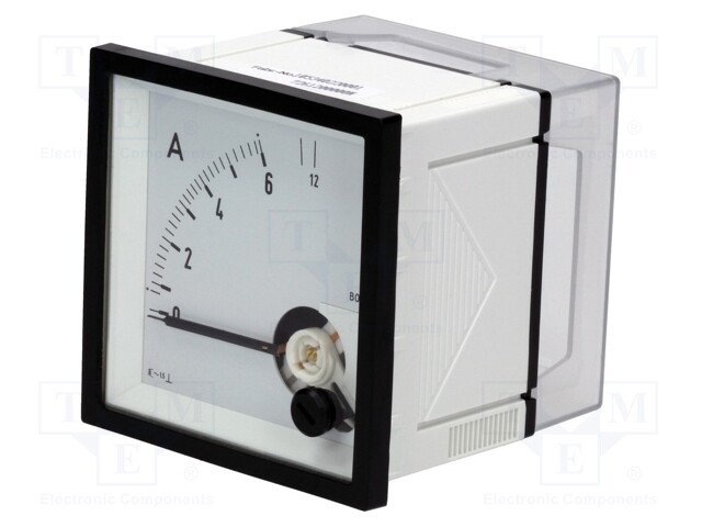 Meter: panel; analogue; 0÷6/12A; True RMS; Class: 1,5; 45÷65Hz; IP52