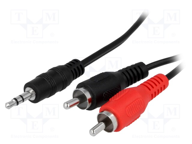 Cable; Jack 3.5mm plug,RCA plug x2; 3m; black