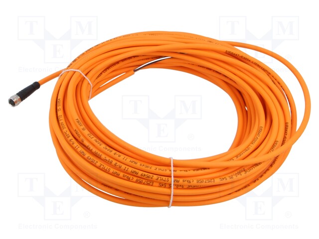 Connection lead; M8; PIN: 3; straight; 20m; plug; 4A; -40÷90°C; IP67