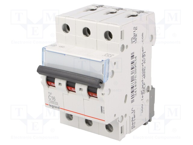 Circuit breaker; 400VAC; Inom: 16A; Poles: 3; DIN; Charact: C; 6kA