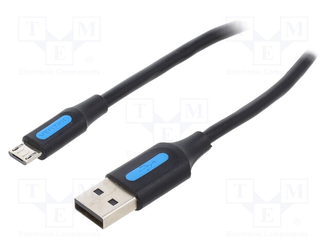 Cable; USB 2.0; USB A plug,USB B micro plug; nickel plated; 2m