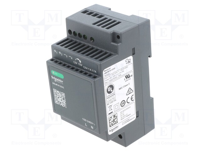 Power supply: switched-mode; 50W; 12VDC; 12÷15VDC; 4.17A; 221g