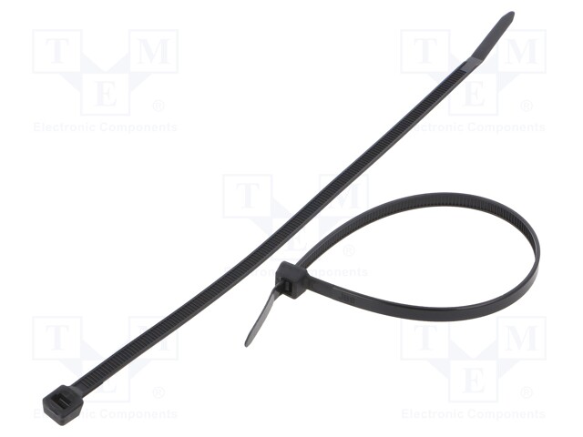 Cable tie; L: 200mm; W: 4.8mm; polyamide; 222N; black; Ømax: 50mm