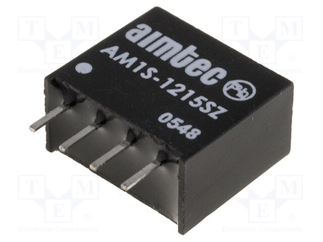 Converter: DC/DC; 1W; Uin: 10.8÷13.2V; 15VDC; Iout: 67mA; SIP4; 1.8g