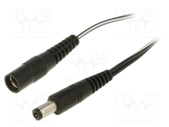 Cable; DC 5,5/2,1 plug,DC 5,5/2,1 socket; straight; 0.5mm2; 1.5m