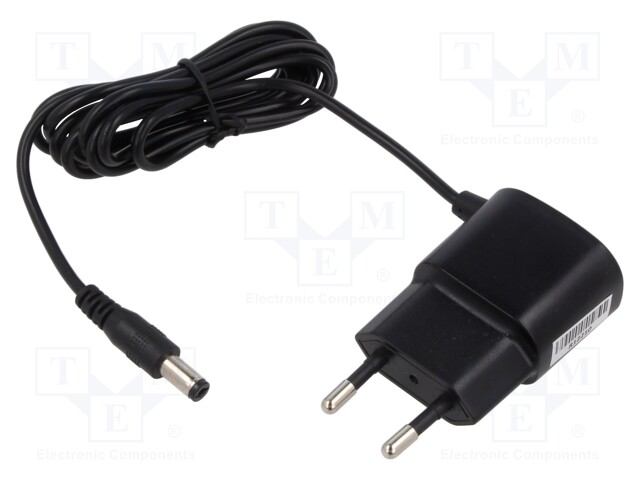 Power supply: switched-mode; 12VDC; 0.5A; Out: 5,5/2,1; 6W; Plug: EU