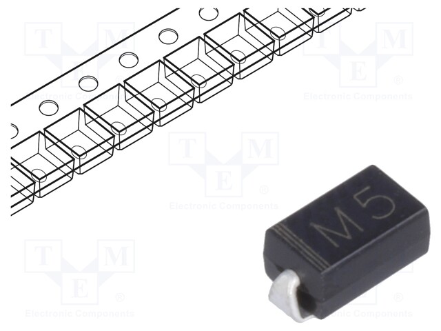 Diode: rectifying; SMD; 600V; 1A; Package: reel,tape; SMA; Ifsm: 30A