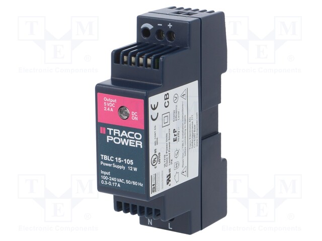 Power supply: switched-mode; 12W; 5VDC; 5÷5.5VDC; 2.4A; 85÷264VAC