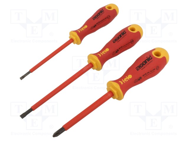 Kit: screwdrivers; insulated; Phillips,slot; ERGONIC®; 3pcs.