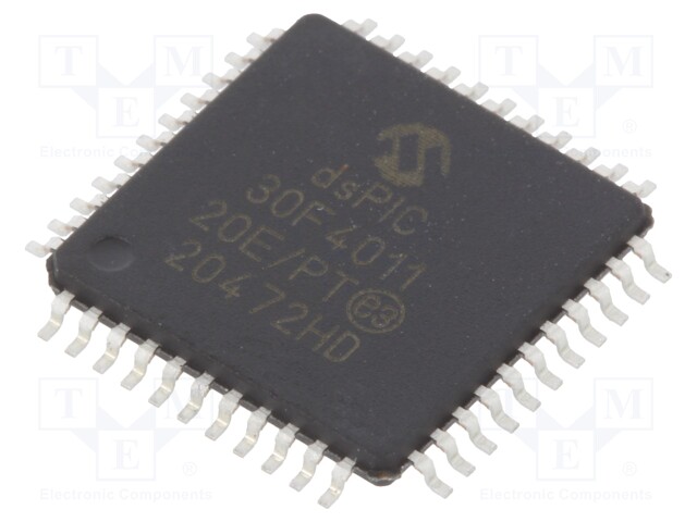 DsPIC microcontroller; SRAM: 2048B; Memory: 48kB; TQFP44; 0.8mm