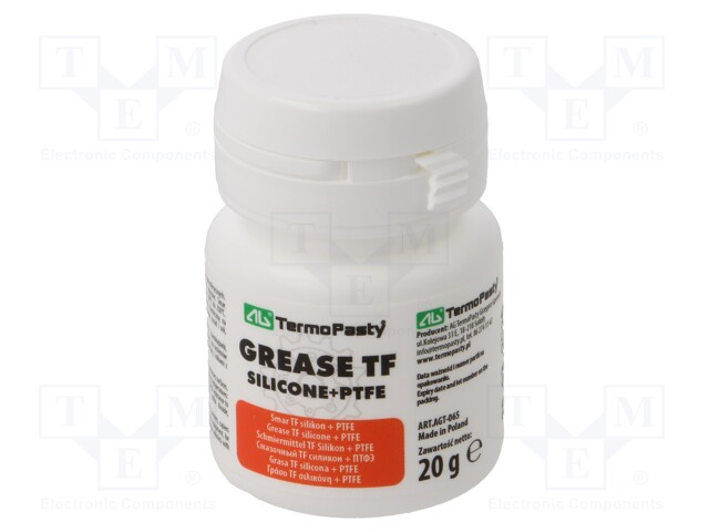 Grease; paste; Ingredients: PTFE,silicone; plastic container