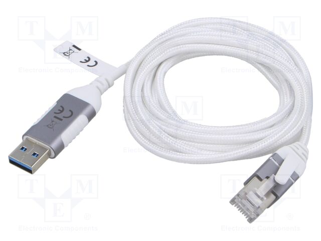 Cable; slim,USB 3.0; RJ45 plug,USB A plug; nickel plated; 10m