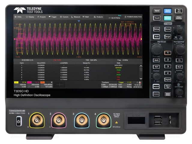 Oscilloscope: digital; Ch: 4; 100MHz; 2Gsps; 200Mpts/ch; 3.5ns