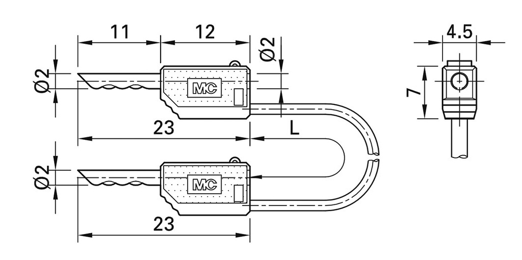 Test lead; 60VDC; 30VAC; 10A; non-insulated; Len: 0.45m; blue