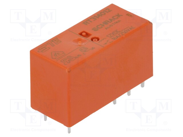 Relay: electromagnetic; SPDT; Ucoil: 12VDC; 16A/250VAC; 16A/24VDC