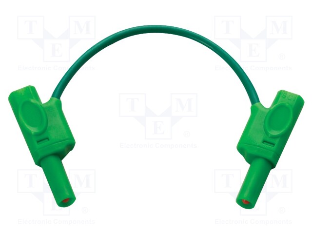 Ground/earth cable; banana plug,both sides; Len: 0.2m; green