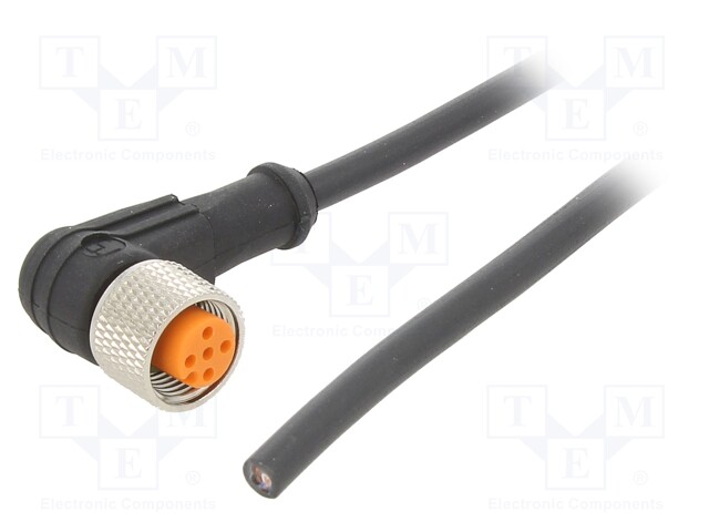 Connection lead; M12; PIN: 4; angled; 2m; plug; 250VAC; 4A; -25÷80°C