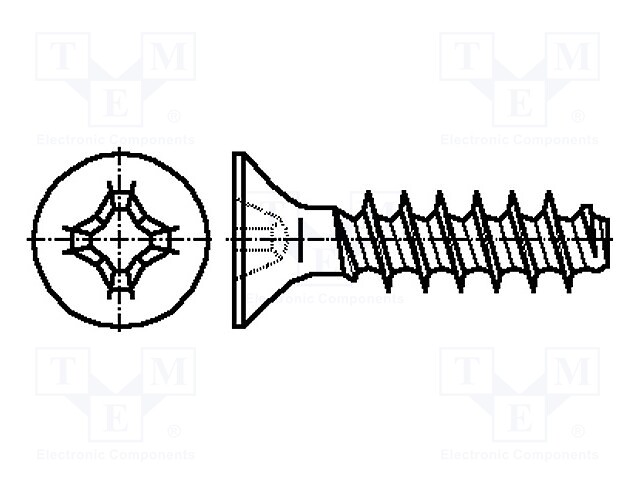 Screw; for plastic; 2,2x16; Head: countersunk; Phillips; steel