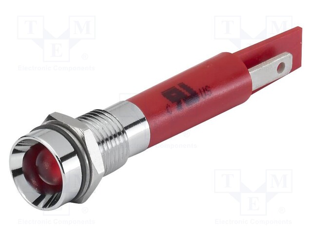 Indicator: LED; recessed; red; 17÷24VDC; 17÷24VAC; Ø8mm; ØLED: 5mm