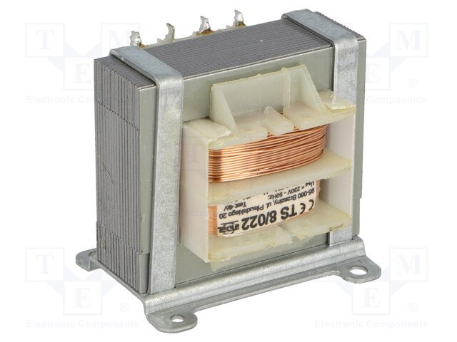 Transformer: mains; 8VA; 230VAC; 6V; 6V; 0.65A; 0.65A; Leads: for PCB