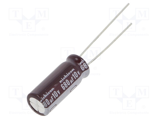 Capacitor: electrolytic; low impedance; THT; 680uF; 10VDC; Ø8x20mm