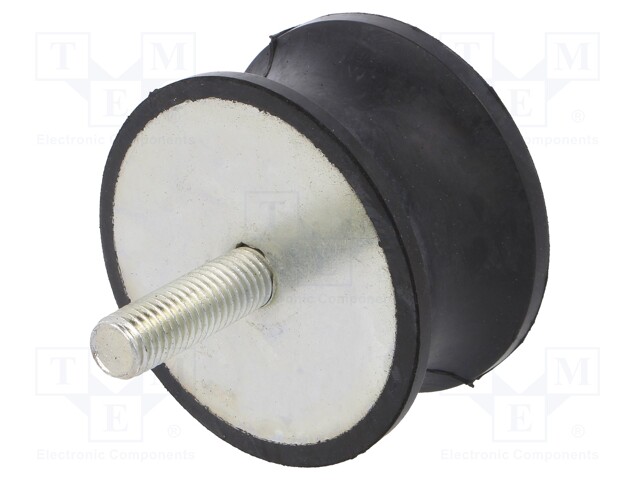 Vibration damper; M12; Ø: 75mm; rubber; L: 40mm; Thread len: 37mm