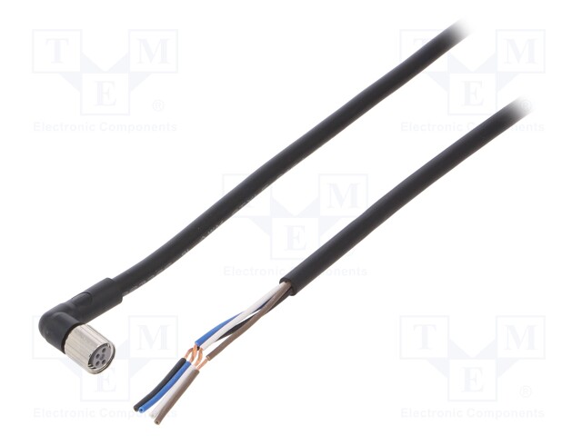 Connection lead; M8; PIN: 4; angled; Len: 5m; plug; 1A; -10÷80°C; IP67