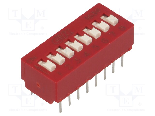 Switch: DIP-SWITCH; Poles number: 8; OFF-ON; 0.025A/25VDC; Pos: 2