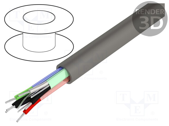 Wire; RS232,RS422; 3x2x24AWG; stranded; Cu; Al-PET foil; PVC; grey