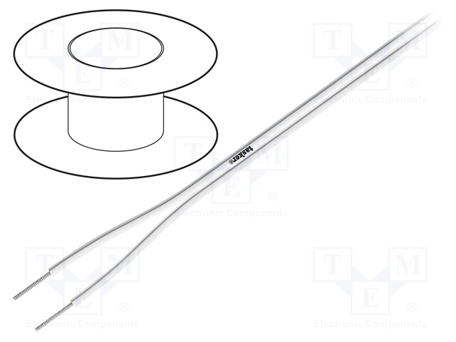 Wire; OFC; stranded; 2x1,5mm2; silicone; white; -60÷180°C