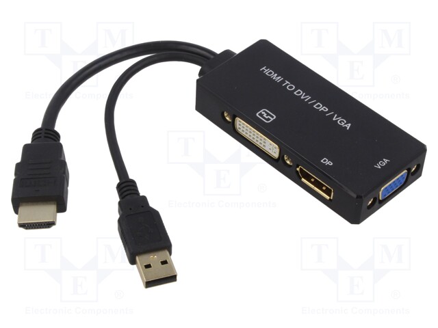 Converter; DisplayPort 1.2a,dual link,HDMI 1.4,USB 2.0; 0.2m