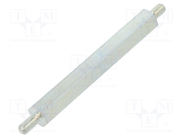 Screwed spacer sleeve; 60mm; Ext.thread: M4; hexagonal; steel